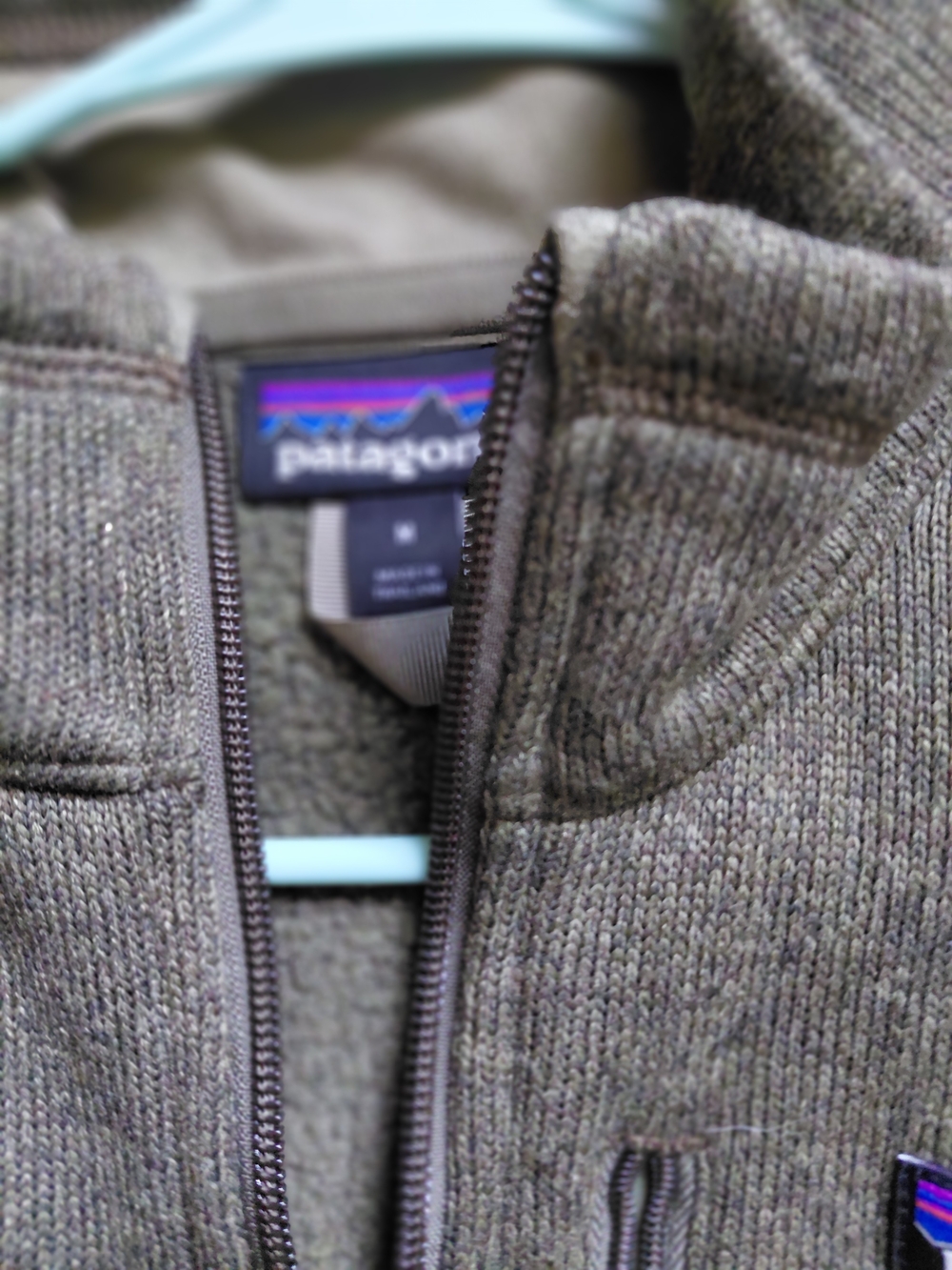 Patagonia Olive Knit Fleece Full-Zip Jacket
